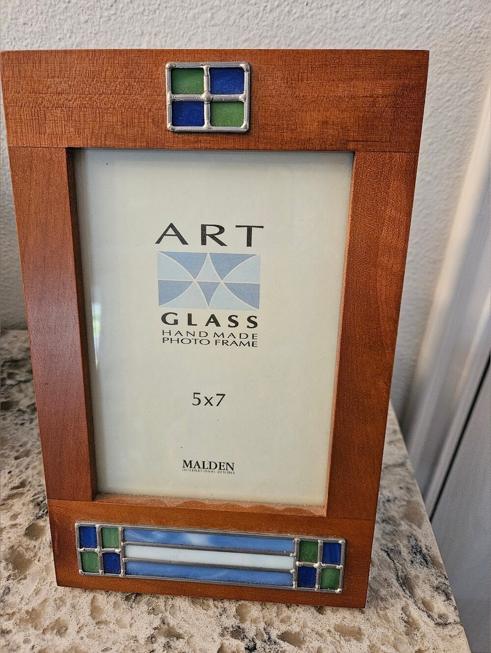 Malden International Stained Glass and Wood 5 x 7 Hand Made Photo Picture Frame